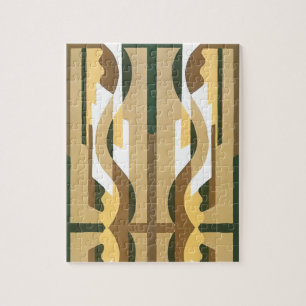 Vintages Art Deco Jazz Curve Muster Herbstfarben Puzzle