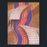 Vintages Art Deco Jazz Paradies für Kletterhexen: Poster<br><div class="desc">Vintage Illustration Art Deko Jazz pochoir Wallpaper pattern von Eugene Alain Seguy,  c 1929. Pochoir ist eine Schablonentechnik,  die in surrealistischen Malereien üblich ist. Das elegante und schicke Kubismus-Design mit geometrischen Formen ähnelt schwebenden Treppen und Treppen mit einer abstrakten Straße im Hintergrund. Ein modernes und raffiniertes Design.</div>