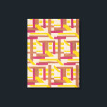 Vintages Art Deco Jazz Pochoir Geometrisches Muste Leinwanddruck<br><div class="desc">Vintage Illustration Art Deko Jazz pochoir Tapete Muster von Serge Gladky aus Nouvelles Compositions Decoratives, Paris, 1929. Pochoir ist eine Schablonentechnik, die in surrealistischen Malereien üblich ist. Ein elegantes und chic-kubistisches Design mit geometrischen Formen und Farben in komplementären Farben, gelb orange, braun, braun und pink fuchsia. Ein modernes und raffiniertes...</div>