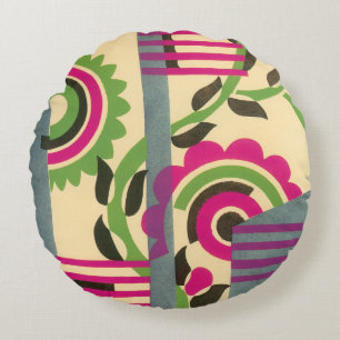 Vintages Art Deco Jazz Pochoir Geometrisches Muste Rundes Kissen