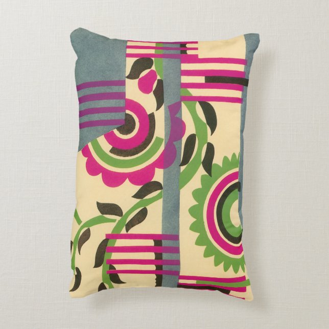 Vintages Art Deco Jazz Pochoir Geometrisches Muste Zierkissen (Rückseite(Vertikal))