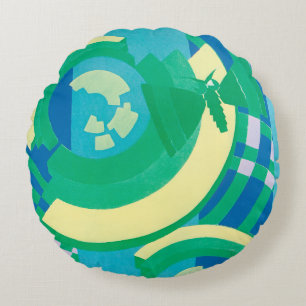 Vintages Art Deco Jazz Rundes Kissen