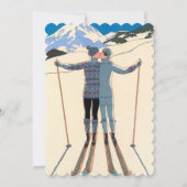 Vintages Art Déco, Liebhaber der Schneehochzeit Einladung (Vorderseite)
