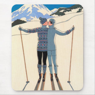 Vintages Art Deco, Liebhaber des Schnees von Georg Mousepad