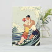 Vintages Art Déco, Liebhaber Kiss am Strand (Stehend Vorderseite)