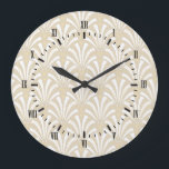 Vintages Art-Deco-Muster der 1920er Jahre Große Wanduhr<br><div class="desc">Vintage Kunst-Deko-Fans im Stil der 20er Jahre mit schwarzen römischen Ziffern.</div>