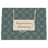 Vintages Art-Deco-Muster für Männer Große Geschenktüte (Vorderseite)