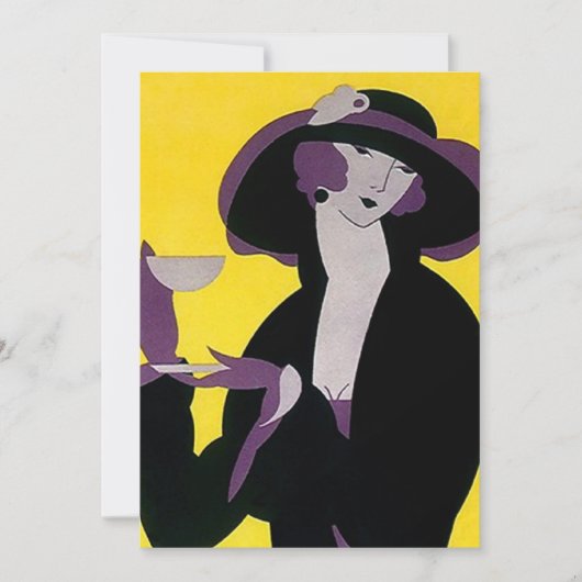 Vintages Art-Déco Nachmittag Tea Einladung HIgh (Vorderseite)