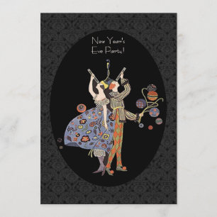 Vintages Art-Déco-Neujahr-Party Einladung