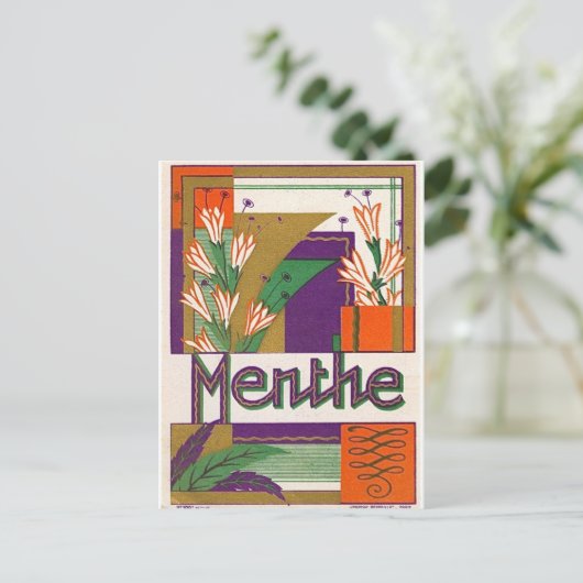 Vintages Art Deco Postkarte (Stehend Vorderseite)