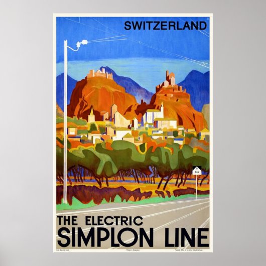 Vintages Art Deco Reiseplakat Schweizer Il Wallis Poster (Vorne)
