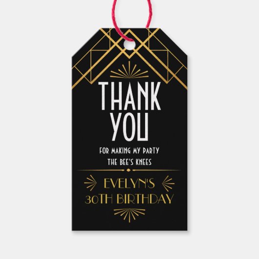 Vintages Art Deco Roaring 20er Gastgeschenk Geschenkanhänger (Vorderseite)