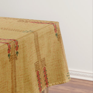 Vintages Art Deco rosa Blume Muster Tischdecke