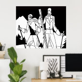 Vintages Art Deco Skivergnügen Skifahrer - Illustr Poster (Heimbüro)