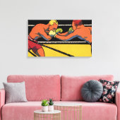 Vintages Art Deco Sportboxing, Boxen Punching Leinwanddruck (Insitu (Wohnzimmer))