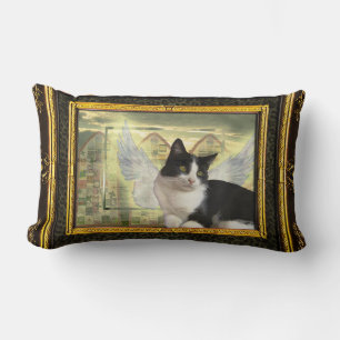 Vintages Art-Kunst-Kissen mit Katzen-Engel Lendenkissen