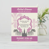 Vintages Art-New- OrleansBrautparty-Rosa Einladung (Stehend Vorderseite)