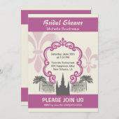 Vintages Art-New- OrleansBrautparty-Rosa Einladung (Vorne/Hinten)