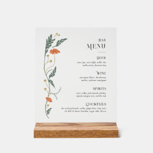 Vintages Art Nouveau Bar Menu Acrylschild