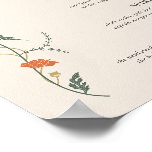 Vintages Art Nouveau Bar Menu Poster (Ecke)