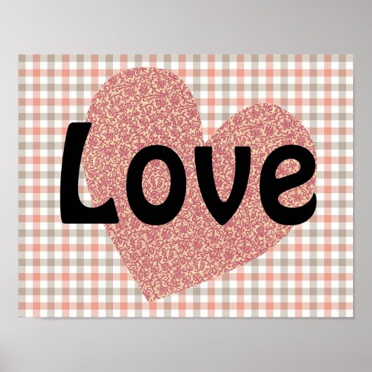 Vintages Art Poster in Rosa: Herz und Liebe (Vorne)