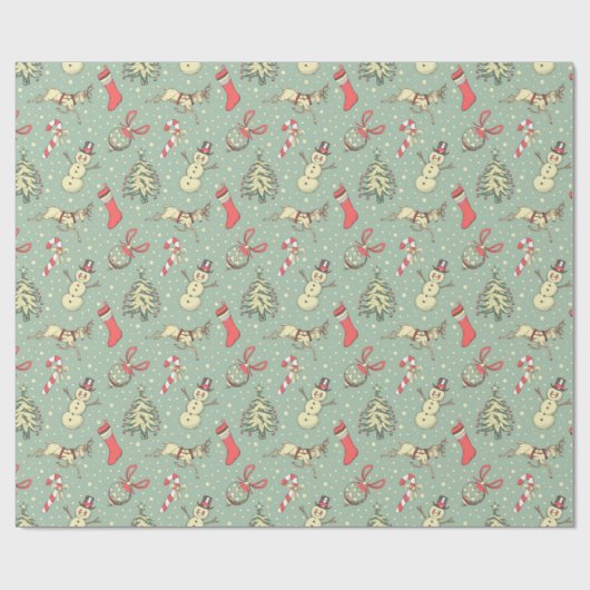 Vintages Art-Weihnachten Geschenkpapier (Flach)