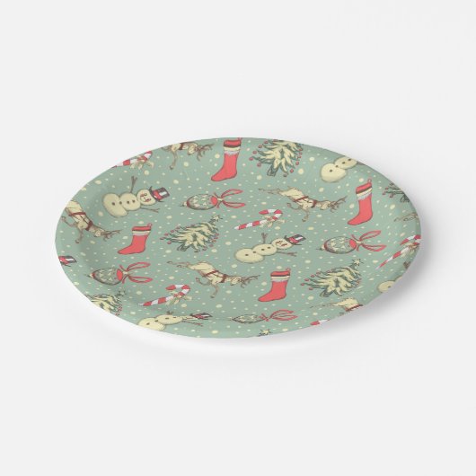 Vintages Art-Weihnachten Pappteller (Schrägansicht)