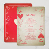 Vintages "As of Hearts Wedding Menu" Menükarte (Vorne/Hinten)