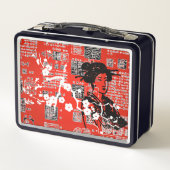 Vintages Asiatenkollage Metall Brotdose (Rückseite)