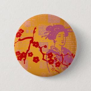 Vintages Asiatische Collage Button