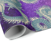 Vintages asiatisches Blue Dragon Geschenkpapier (Rolleneckpunkt)