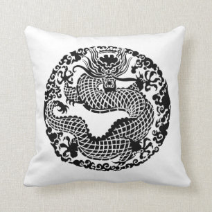 Vintages asiatisches Drache-Wohngestaltungkissen Kissen
