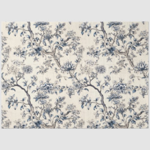 Vintages asiatisches Inspiriertes Blue & White Flo Seidenpapier