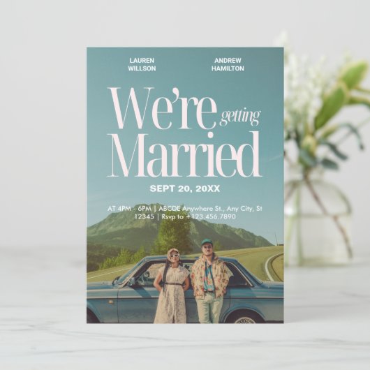 Vintages ästhetisches Foto Hochzeitsfilm-Poster Einladung (Stehend Vorderseite)