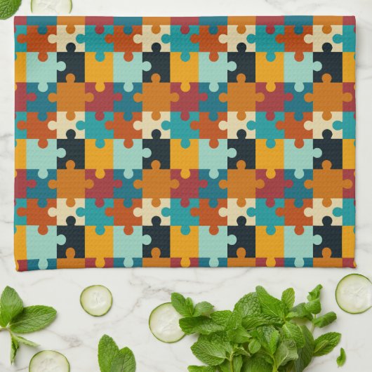 Vintages ästhetisches Puzzleteil Geschirrtuch (Gefaltet)