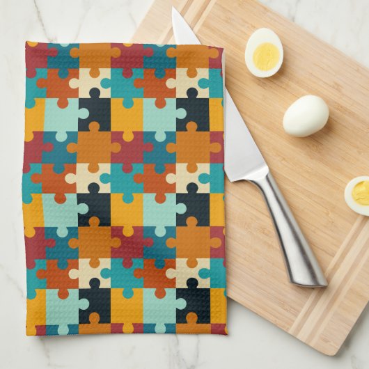 Vintages ästhetisches Puzzleteil Geschirrtuch (Viertel Falte)