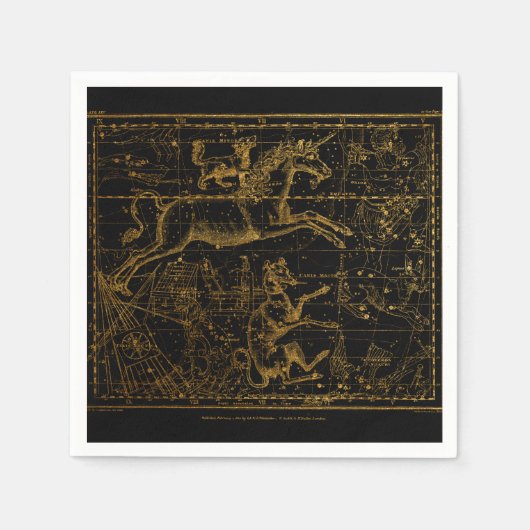 Vintages Astrologisches Einhorn Serviette (Vorderseite)