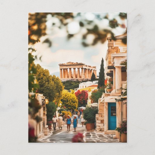 Vintages Athen Griechenland Reisen Kunst Postkarte (Vorderseite)