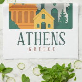 Vintages Athen Griechenland Reisen - Parthenon Geschirrtuch (Gefaltet)