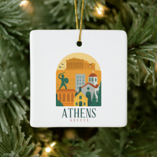 Vintages Athen Griechenland Reisen - Parthenon Keramikornament