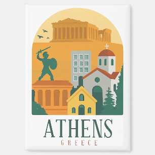 Vintages Athen Griechenland Reisen - Parthenon Magnet