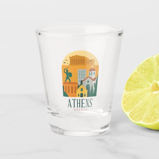 Vintages Athens Griechenland Parthenon Shot Glass Schnapsglas (Vorderseite)