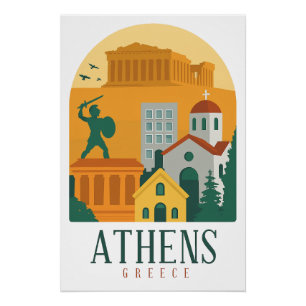 Vintages Athens Griechenland Reiseplakat Parthen Poster