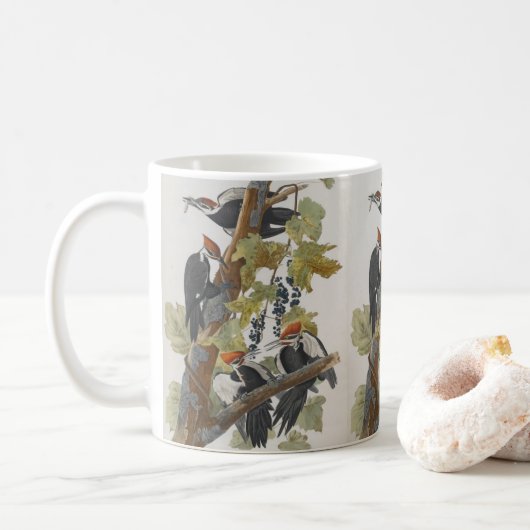Vintages Audubon-Pileated Woodpecker Painting Kaffeetasse (Mit Donut)