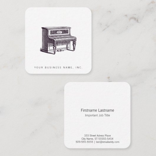 Vintages aufrechtes Klavier Quadratische Visitenkarte (Vorne/Hinten)