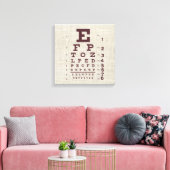 Vintages Augendiagramm auf Burlap Leinwanddruck (Insitu (Wohnzimmer))