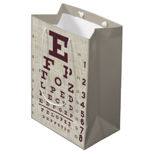 Vintages Augendiagramm auf Burlap Mittlere Geschenktüte