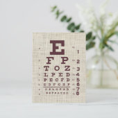 Vintages Augendiagramm auf Burlap Postkarte (Stehend Vorderseite)