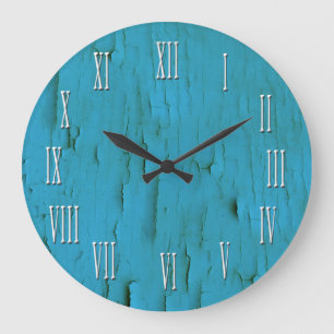 Vintages Aussehen Aqua Blue Distressed Clock Große Wanduhr