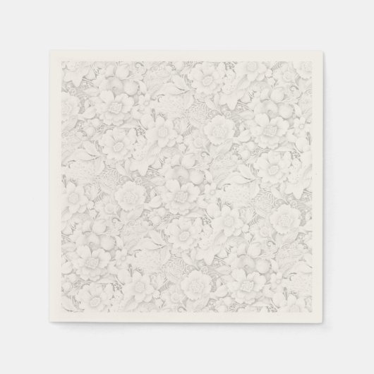 Vintages Aussehen, Blumenweiße Spitze Serviette (Vorderseite)
